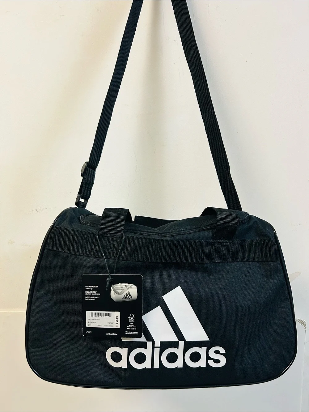 adidas Black and White Logo Duffel Bag